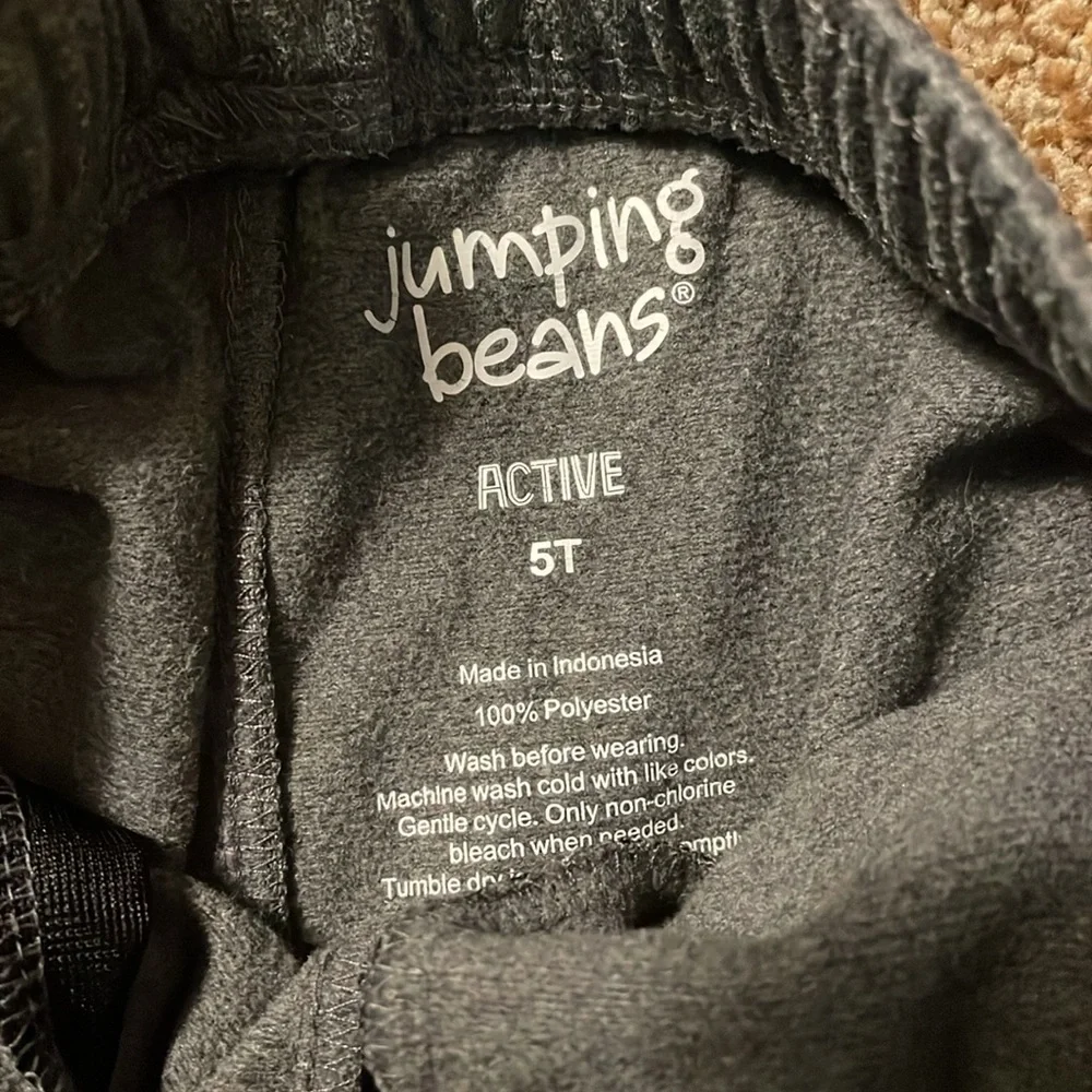 Jumping beans active stretchy gray and black elastic waist pants 5T
